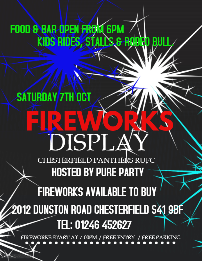 firework display chesterfield panthers