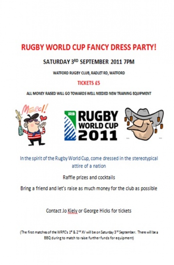 World cup fancy dress party Watford Rugby Club