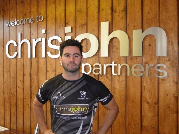 New second team shirt sponsored by Chris John and Partners (www.chrisjohn.co.uk) modelled by Rhiwbina player and Chris John employee Chris Case