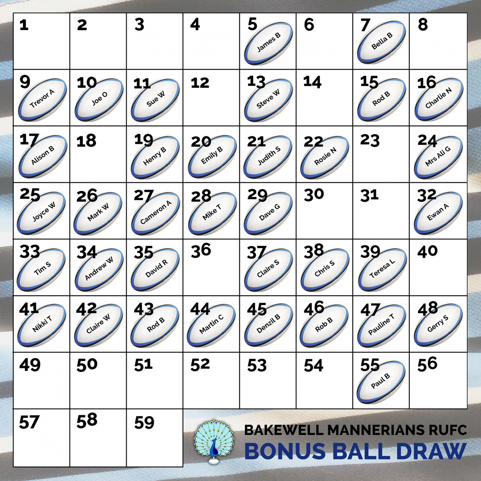 Crystals 59 Bonus Ball Card Lottery Bonus Ball Fundraising Cards A4 