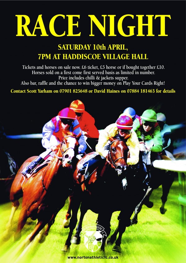 Race Night Tickets on Sale Now News Norton Athletic FC