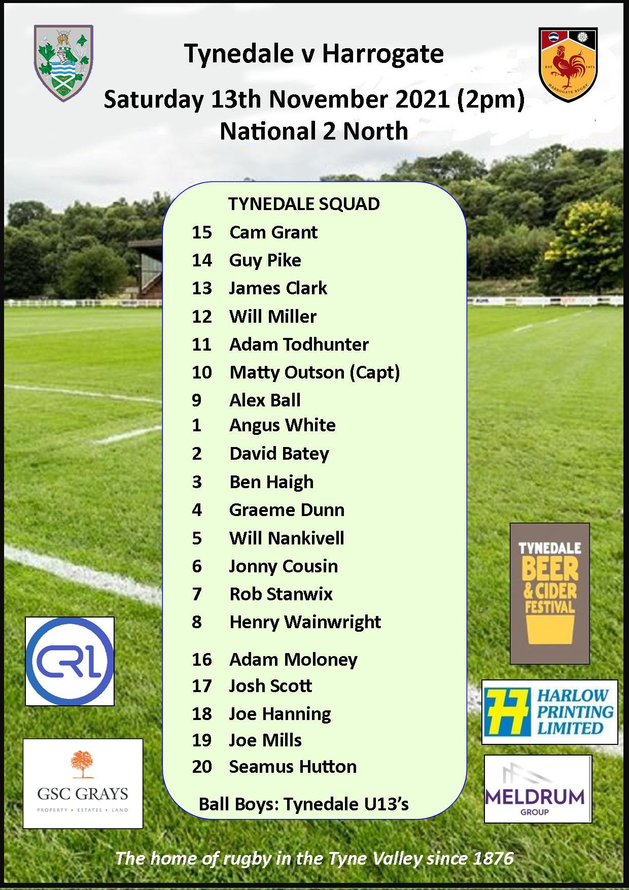 Tynedale 31 Harrogate 38